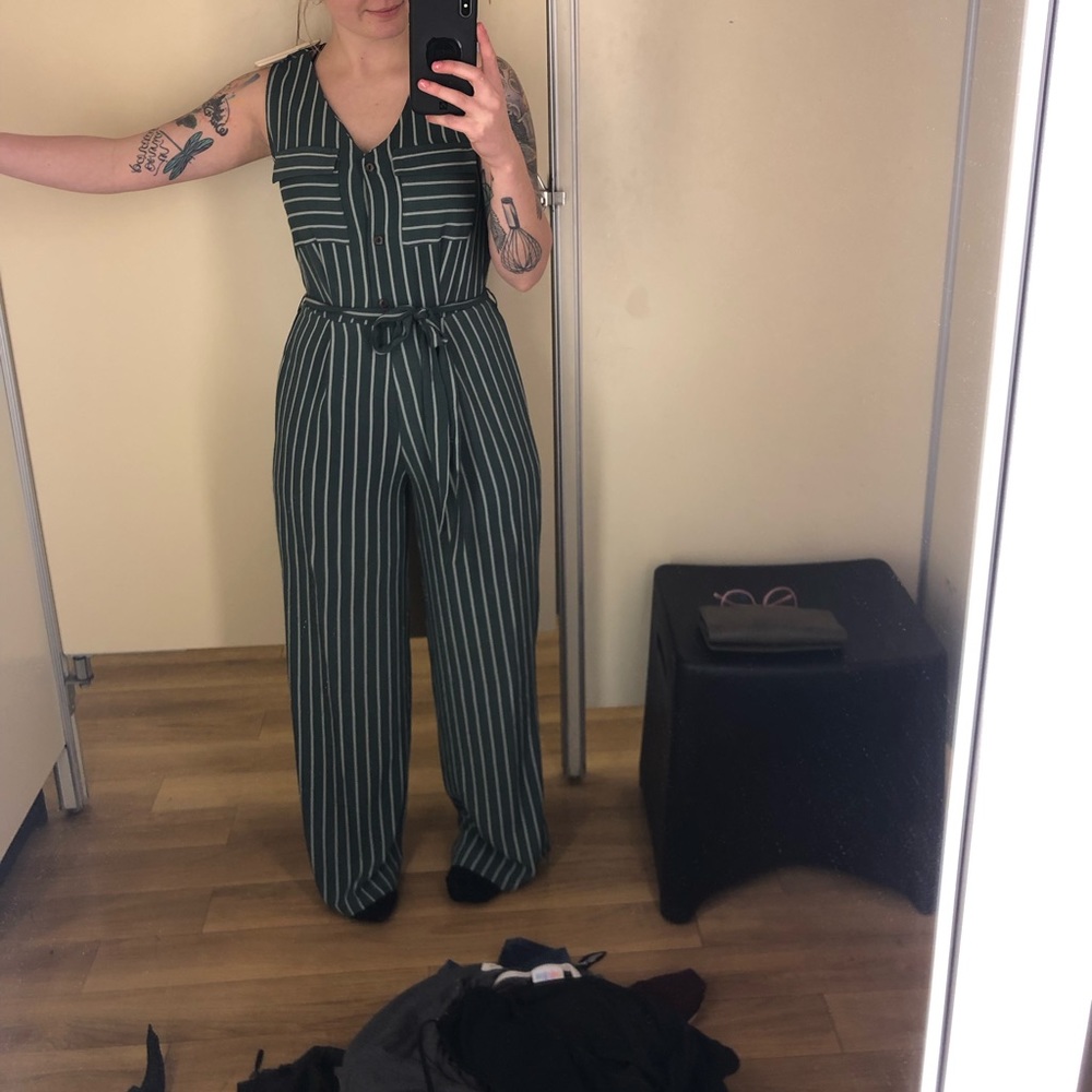 Green Striped Jumpsuit